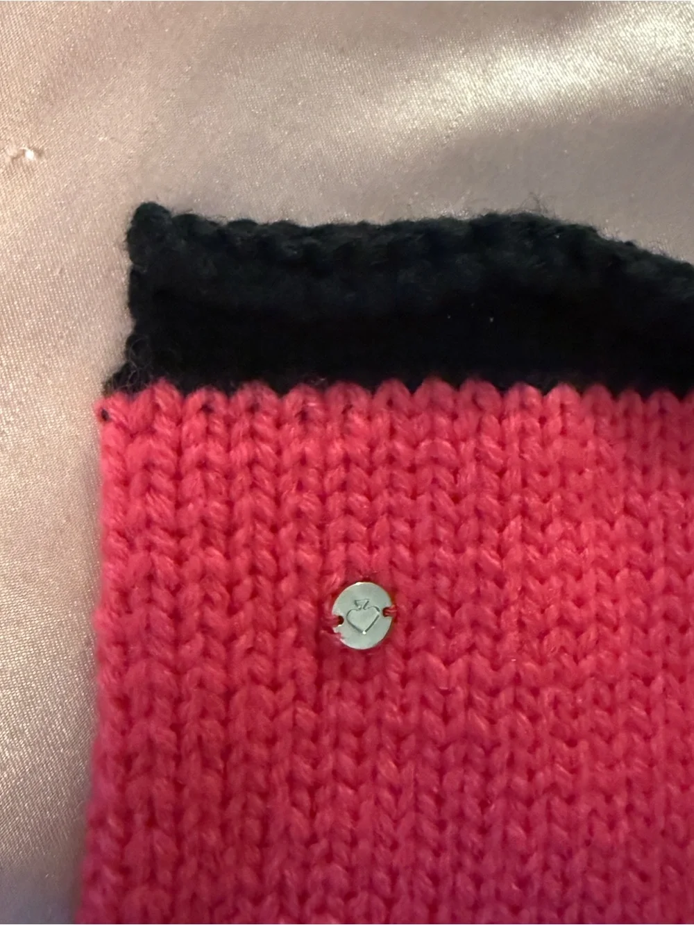 kate spade Hot Pink and Black Knit Glove & Scarf Set
